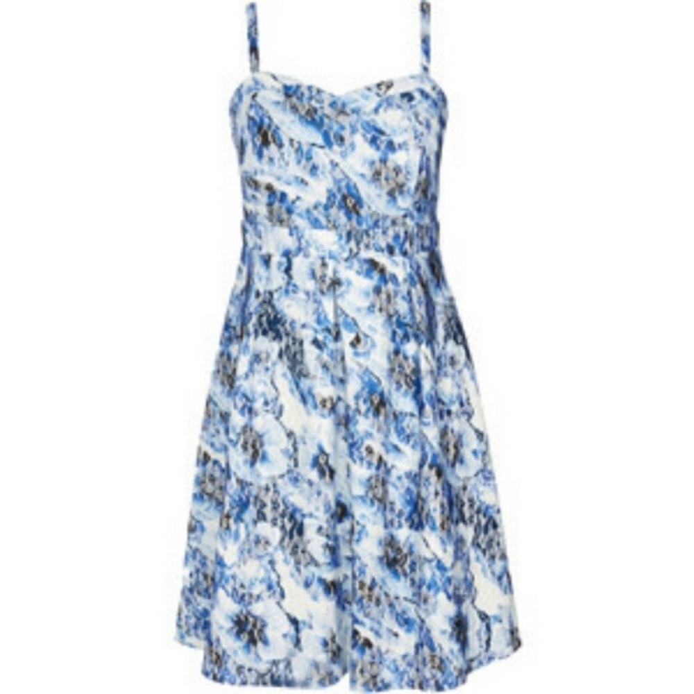 City Chic Black White Blue Floral Lace Dress - Picture 2 of 8